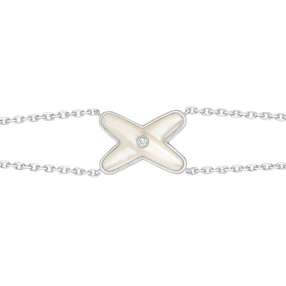 [Glitter Jewelry]JEUX BRACELET WHITE MOP SILVER 1 DIAMOND