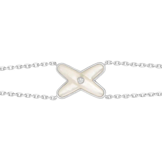 [Glitter Jewelry]JEUX BRACELET WHITE MOP SILVER 1 DIAMOND