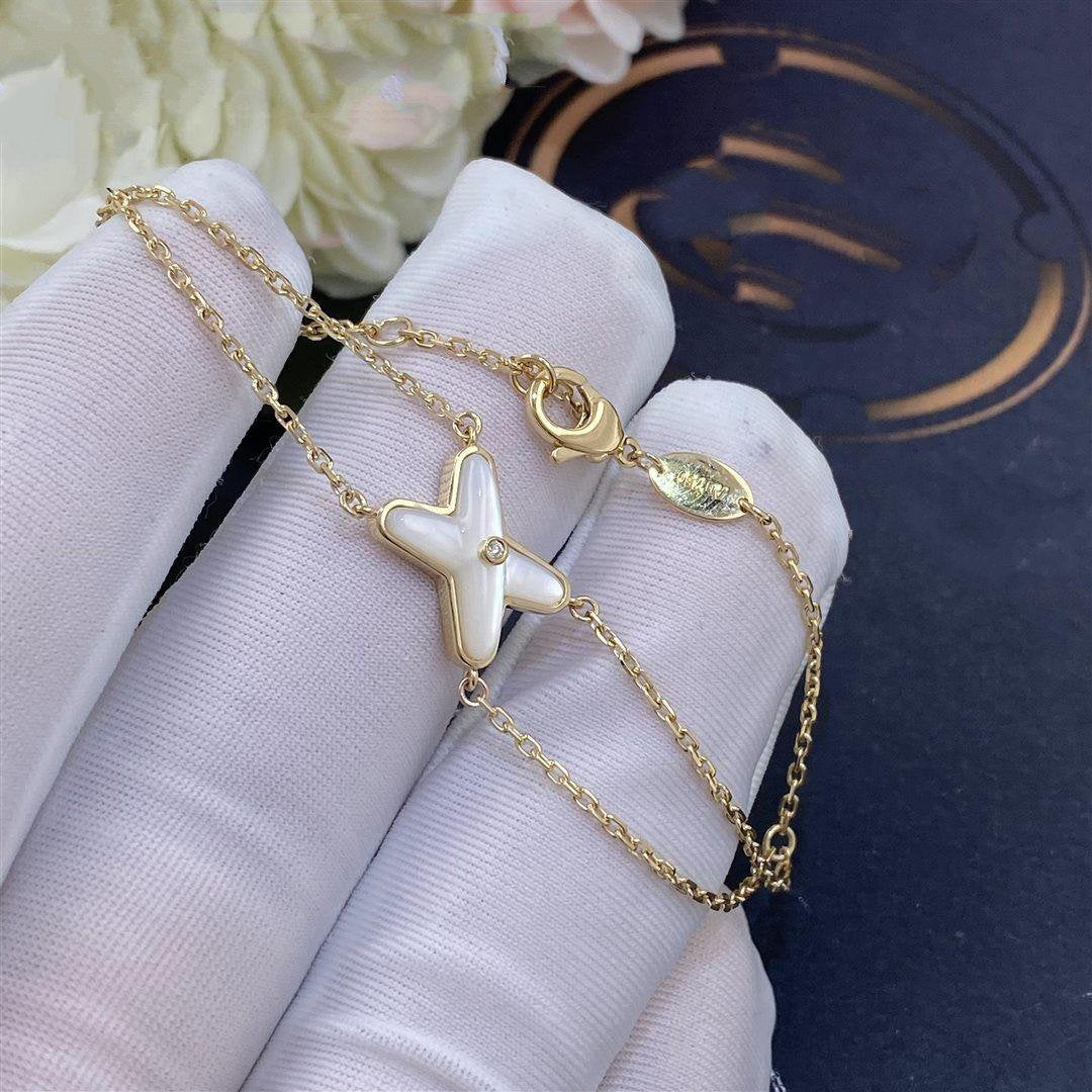 [Glitter Jewelry]JEUX BRACELET WHITE MOP GOLD 1 DIAMOND