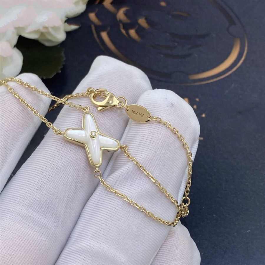 [Glitter Jewelry]JEUX BRACELET WHITE MOP GOLD 1 DIAMOND