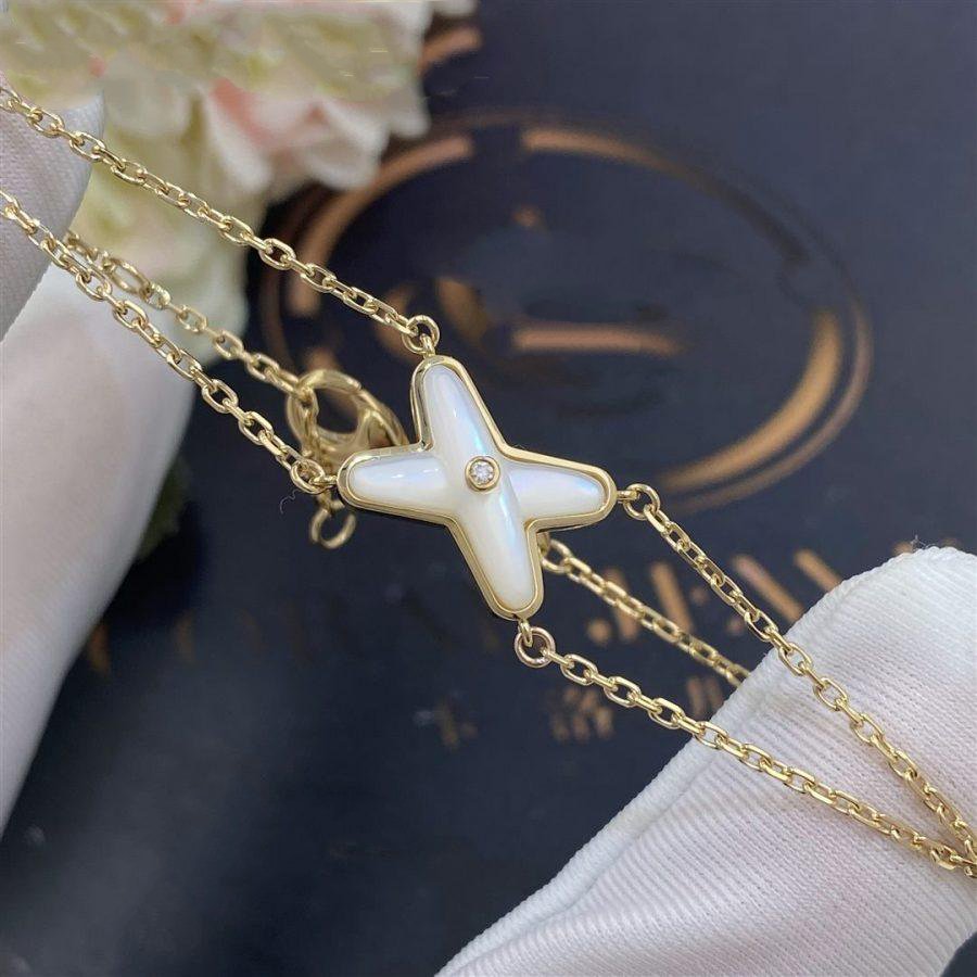 [Glitter Jewelry]JEUX BRACELET WHITE MOP GOLD 1 DIAMOND