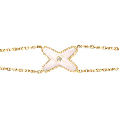 [Glitter Jewelry]JEUX BRACELET WHITE MOP GOLD 1 DIAMOND