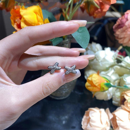[Glitter Jewelry]JEUX DE SILVER DIAMOND EARRINGS