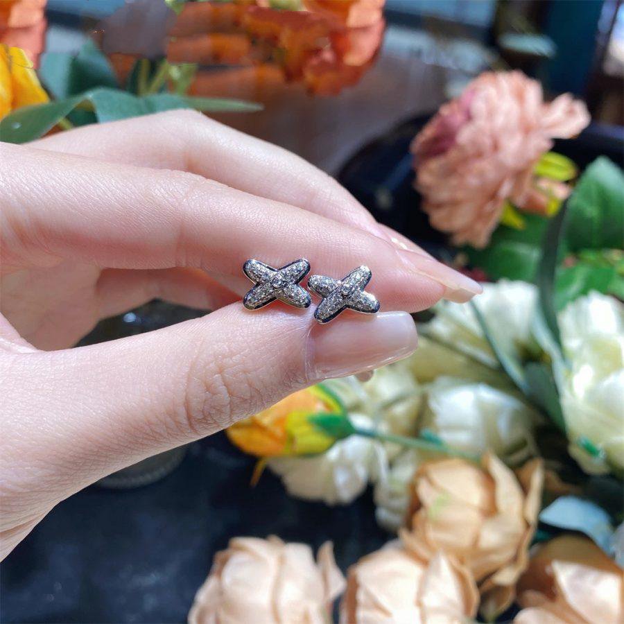 [Glitter Jewelry]JEUX DE SILVER DIAMOND EARRINGS