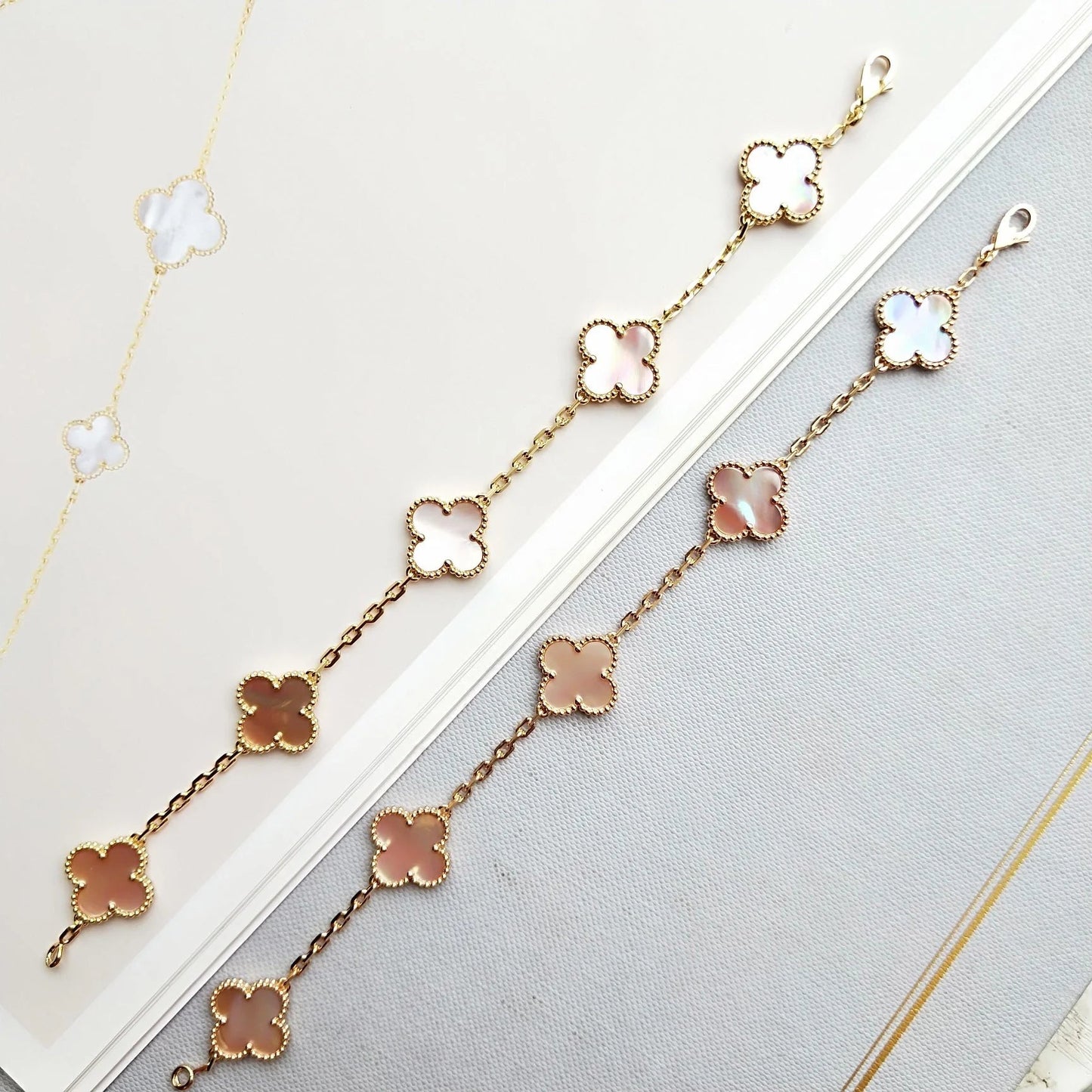 [Glitter Jewelry]CLOVER 5 PINK MOP BRACELET