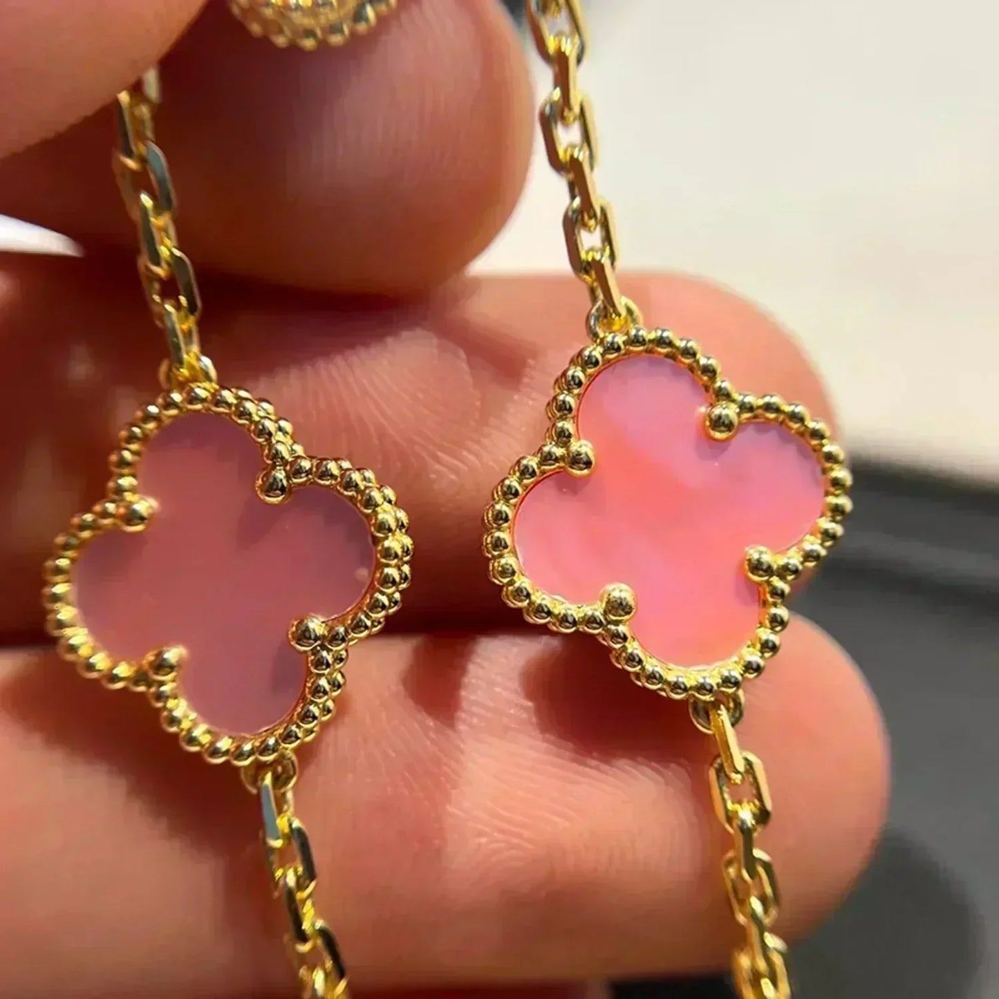 [Glitter Jewelry]CLOVER 5 PINK MOP BRACELET