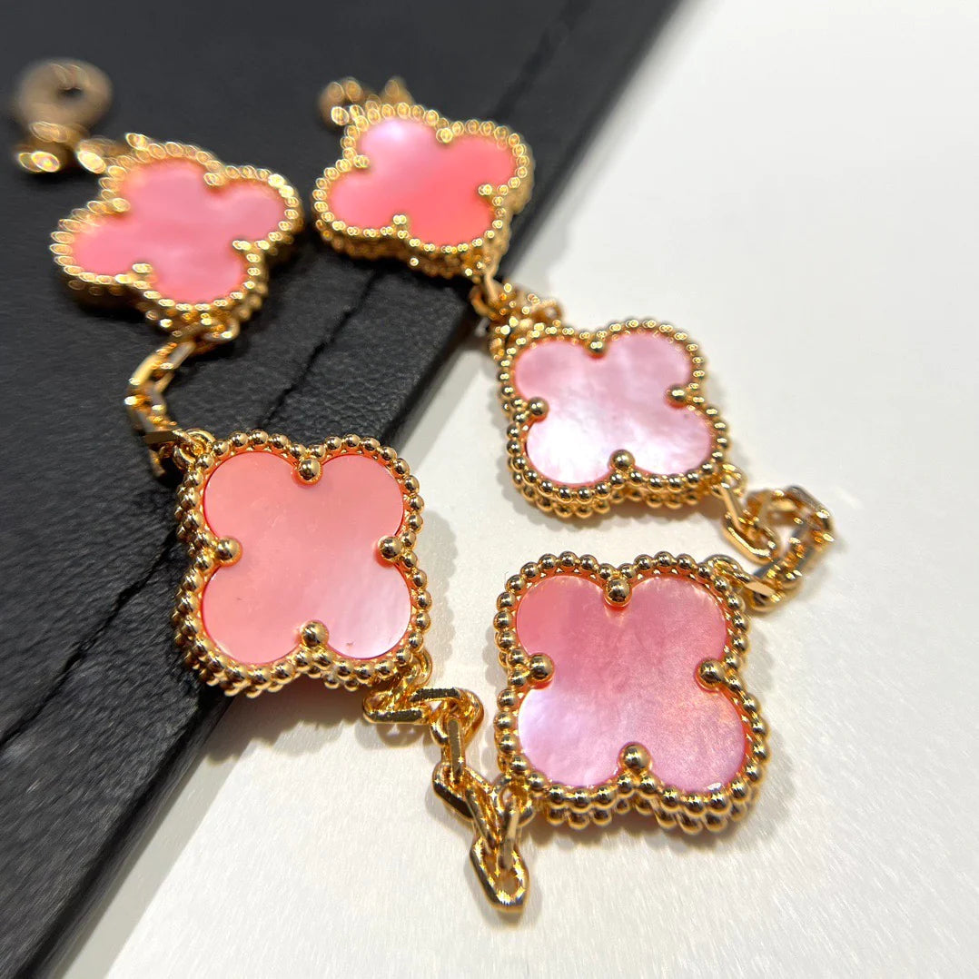 [Glitter Jewelry]CLOVER 5 PINK MOP BRACELET