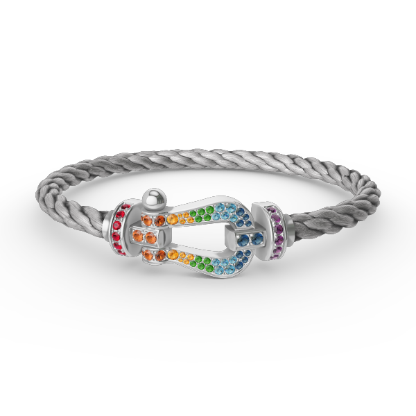 [Glitter Jewelry]FORC LARGE HORSESHOE  COLORED DIAMOND BRACELET SILVER