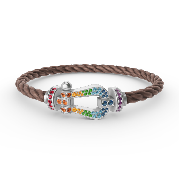 [Glitter Jewelry]FORC LARGE HORSESHOE  COLORED DIAMOND BRACELET SILVER