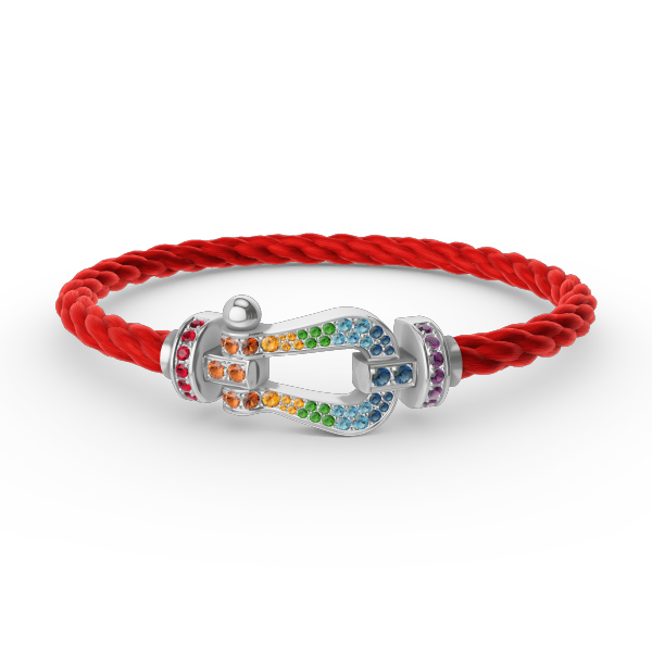 [Glitter Jewelry]FORC LARGE HORSESHOE  COLORED DIAMOND BRACELET SILVER