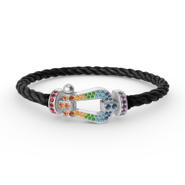 [Glitter Jewelry]FORC LARGE HORSESHOE  COLORED DIAMOND BRACELET SILVER