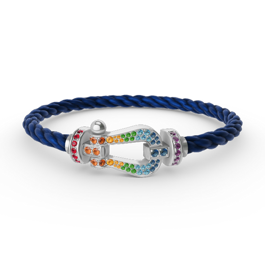 [Glitter Jewelry]FORC LARGE HORSESHOE  COLORED DIAMOND BRACELET SILVER