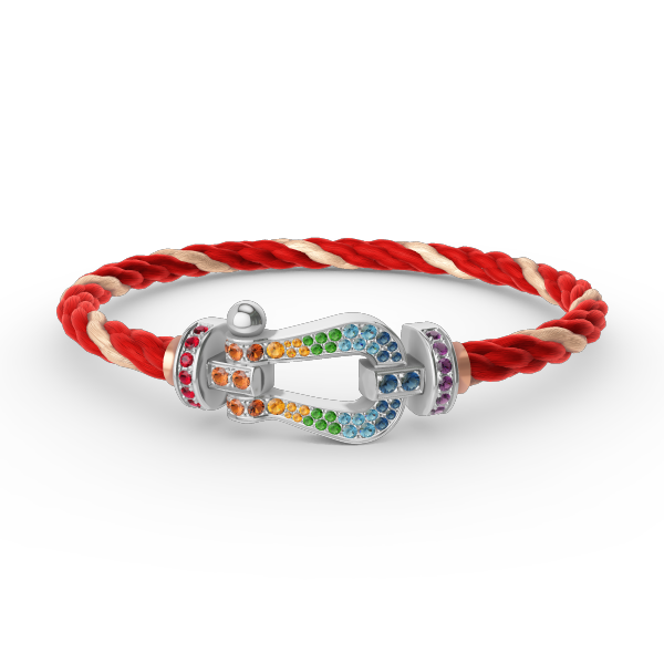[Glitter Jewelry]FORC LARGE HORSESHOE  COLORED DIAMOND BRACELET SILVER
