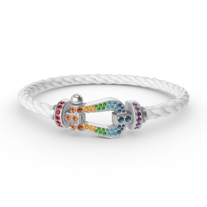 [Glitter Jewelry]FORC LARGE HORSESHOE  COLORED DIAMOND BRACELET SILVER