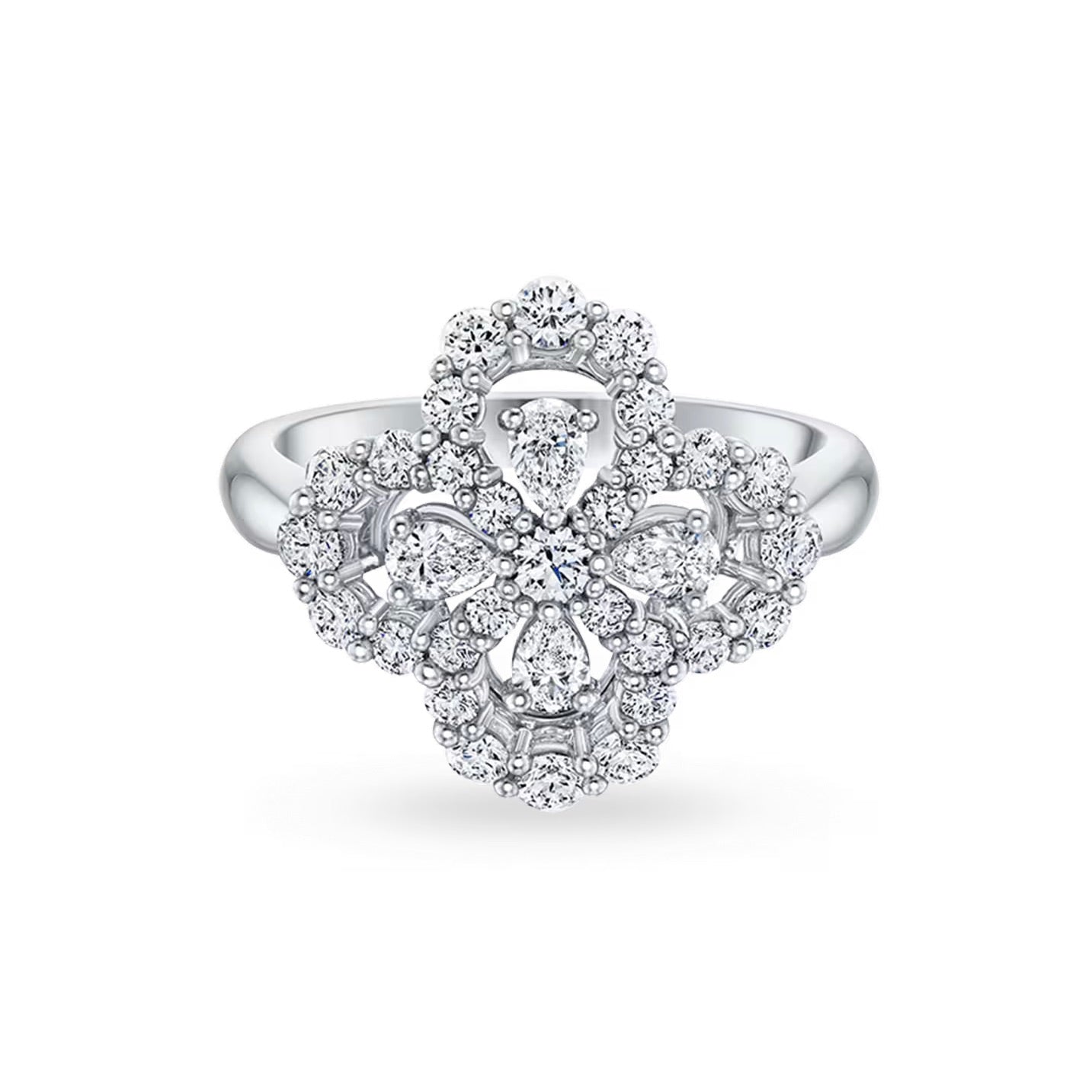 [Glitter Jewelry]LOOP RING FULL MOTIF DIAMOND 16MM SILVE
