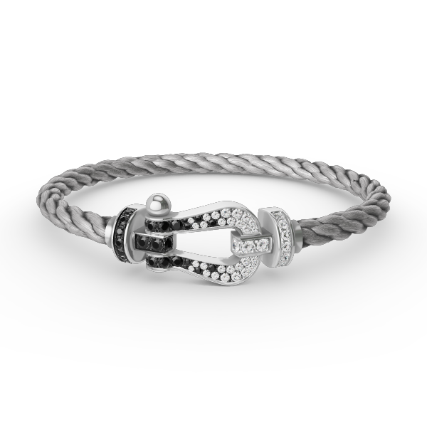 [Glitter Jewelry]FORCE LARGE HORSESHOE BLACK WHITE DIAMOND BRACELET SILVER