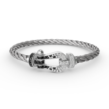 [Glitter Jewelry]FORCE LARGE HORSESHOE BLACK WHITE DIAMOND BRACELET SILVER