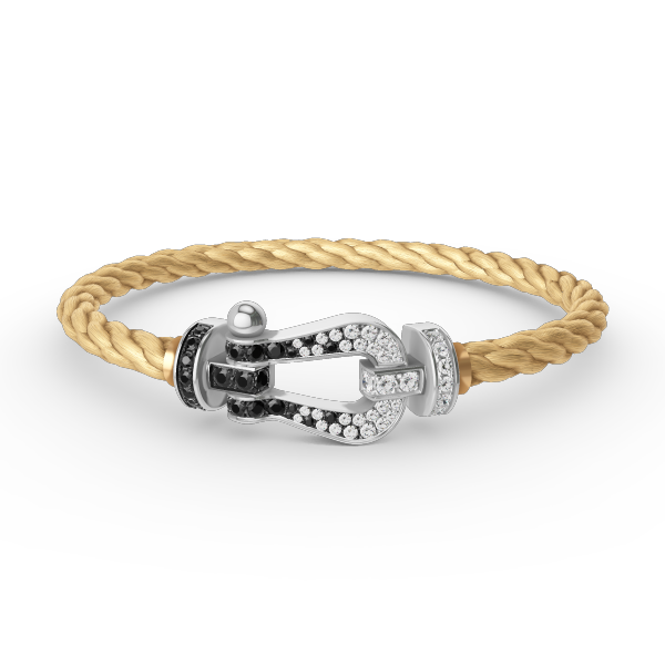 [Glitter Jewelry]FORCE LARGE HORSESHOE BLACK WHITE DIAMOND BRACELET SILVER