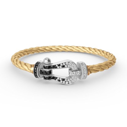 [Glitter Jewelry]FORCE LARGE HORSESHOE BLACK WHITE DIAMOND BRACELET SILVER