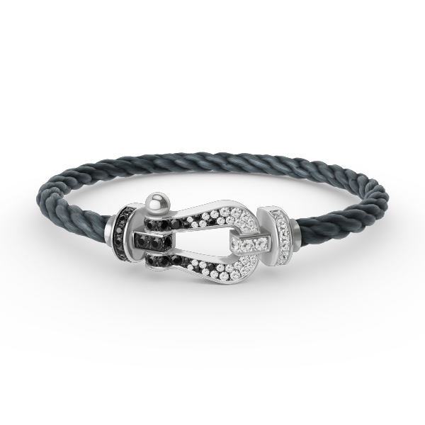 [Glitter Jewelry]FORCE LARGE HORSESHOE BLACK WHITE DIAMOND BRACELET SILVER
