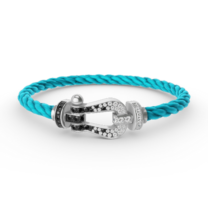 [Glitter Jewelry]FORCE LARGE HORSESHOE BLACK WHITE DIAMOND BRACELET SILVER