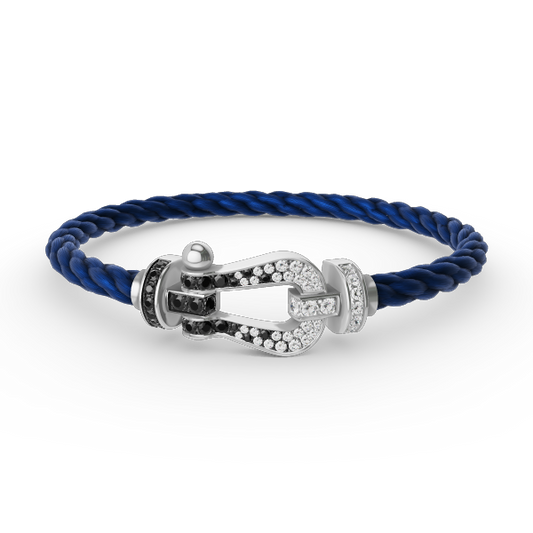 [Glitter Jewelry]FORCE LARGE HORSESHOE BLACK WHITE DIAMOND BRACELET SILVER
