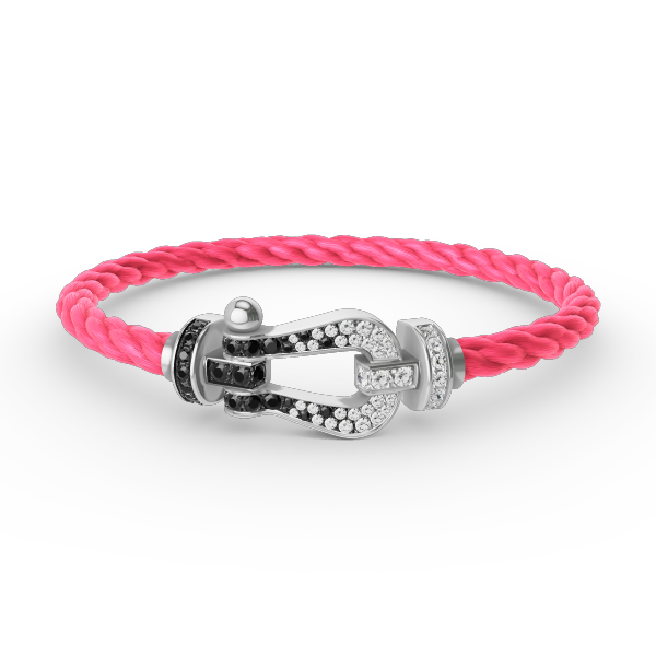 [Glitter Jewelry]FORCE LARGE HORSESHOE BLACK WHITE DIAMOND BRACELET SILVER