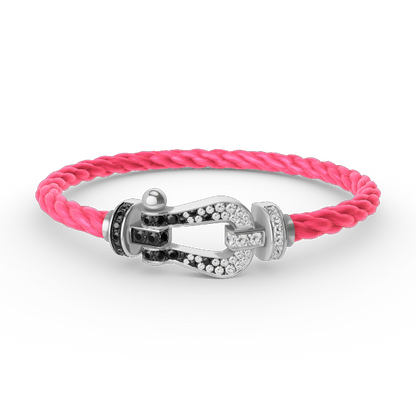 [Glitter Jewelry]FORCE LARGE HORSESHOE BLACK WHITE DIAMOND BRACELET SILVER