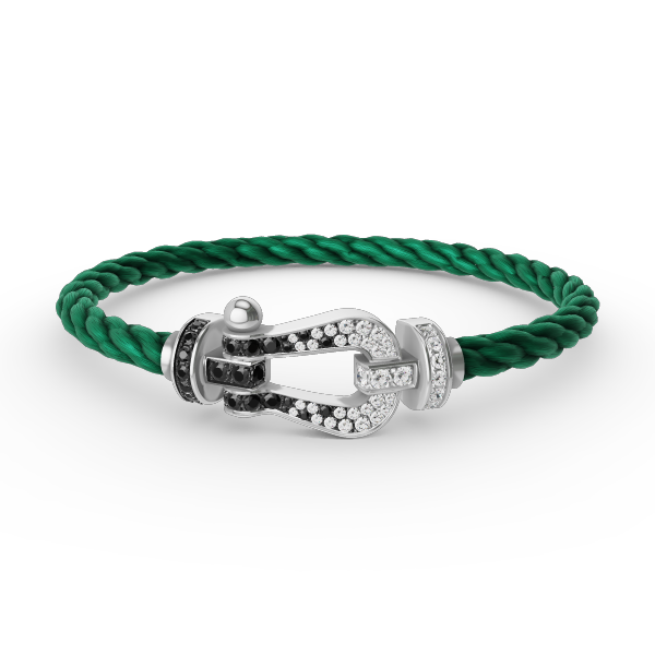 [Glitter Jewelry]FORCE LARGE HORSESHOE BLACK WHITE DIAMOND BRACELET SILVER