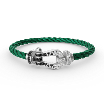 [Glitter Jewelry]FORCE LARGE HORSESHOE BLACK WHITE DIAMOND BRACELET SILVER