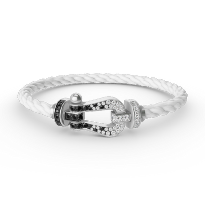 [Glitter Jewelry]FORCE LARGE HORSESHOE BLACK WHITE DIAMOND BRACELET SILVER