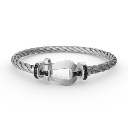 [Glitter Jewelry]FORCE LARGE HORSESHOE BLACK DIAMOND BRACELET SILVER