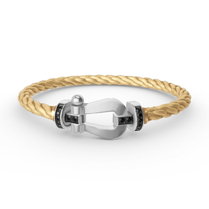 [Glitter Jewelry]FORCE LARGE HORSESHOE BLACK DIAMOND BRACELET SILVER