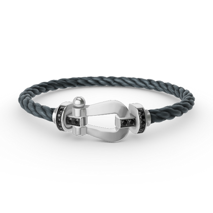 [Glitter Jewelry]FORCE LARGE HORSESHOE BLACK DIAMOND BRACELET SILVER