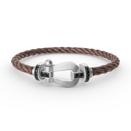 [Glitter Jewelry]FORCE LARGE HORSESHOE BLACK DIAMOND BRACELET SILVER