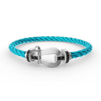 [Glitter Jewelry]FORCE LARGE HORSESHOE BLACK DIAMOND BRACELET SILVER