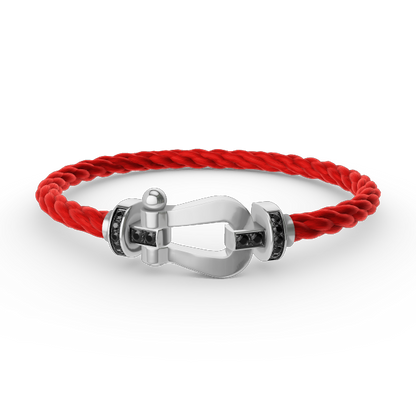 [Glitter Jewelry]FORCE LARGE HORSESHOE BLACK DIAMOND BRACELET SILVER