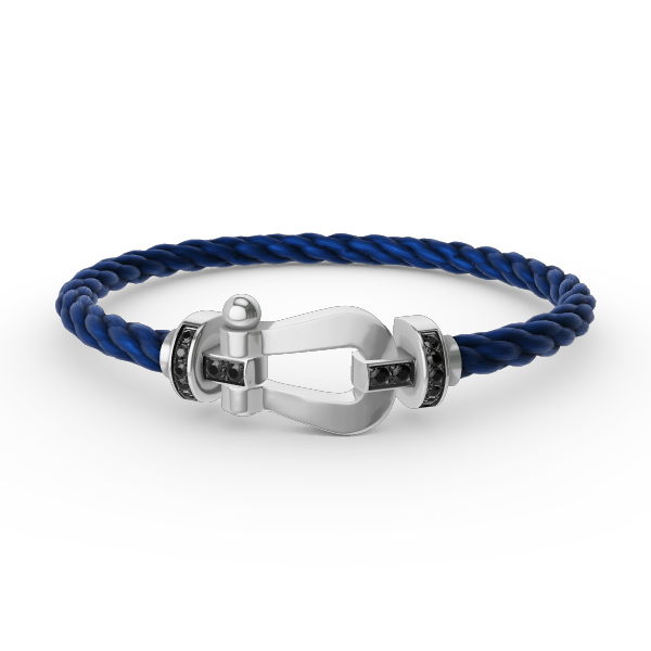 [Glitter Jewelry]FORCE LARGE HORSESHOE BLACK DIAMOND BRACELET SILVER