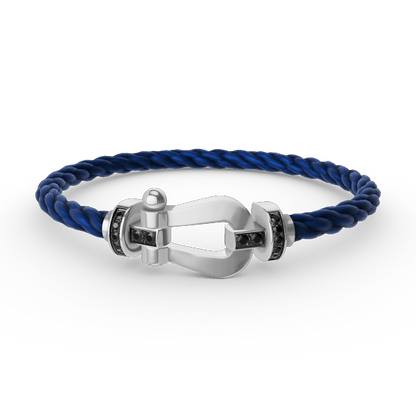 [Glitter Jewelry]FORCE LARGE HORSESHOE BLACK DIAMOND BRACELET SILVER