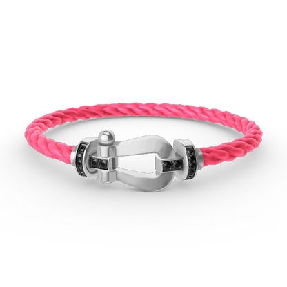 [Glitter Jewelry]FORCE LARGE HORSESHOE BLACK DIAMOND BRACELET SILVER