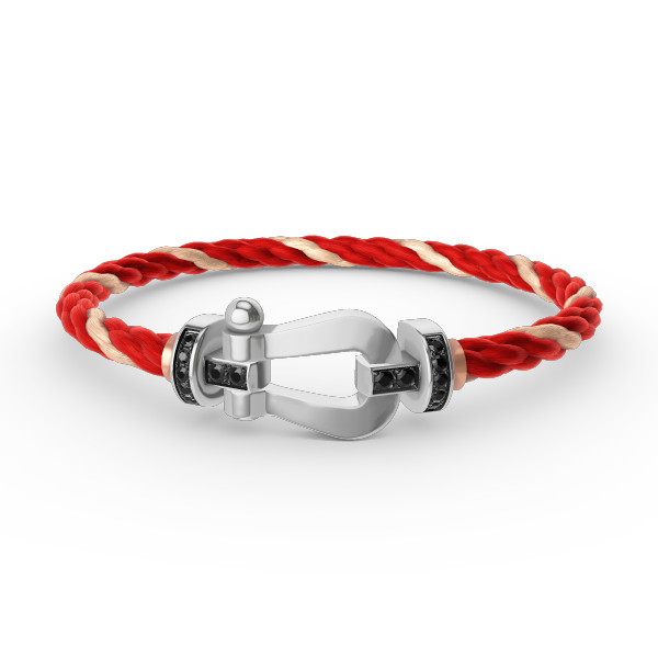 [Glitter Jewelry]FORCE LARGE HORSESHOE BLACK DIAMOND BRACELET SILVER