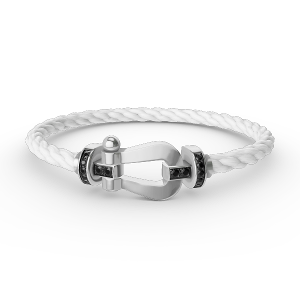 [Glitter Jewelry]FORCE LARGE HORSESHOE BLACK DIAMOND BRACELET SILVER