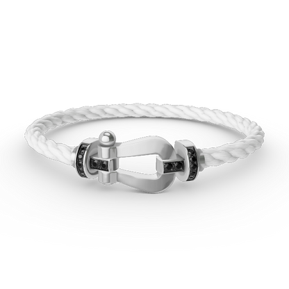 [Glitter Jewelry]FORCE LARGE HORSESHOE BLACK DIAMOND BRACELET SILVER