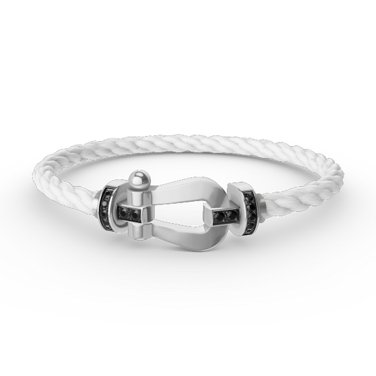 [Glitter Jewelry]FORCE LARGE HORSESHOE BLACK DIAMOND BRACELET SILVER