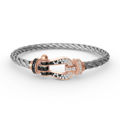 [Glitter Jewelry]FORCE LARGE HORSESHOE BLACK WHITE DIAMOND BRACELET ROSE GOLD