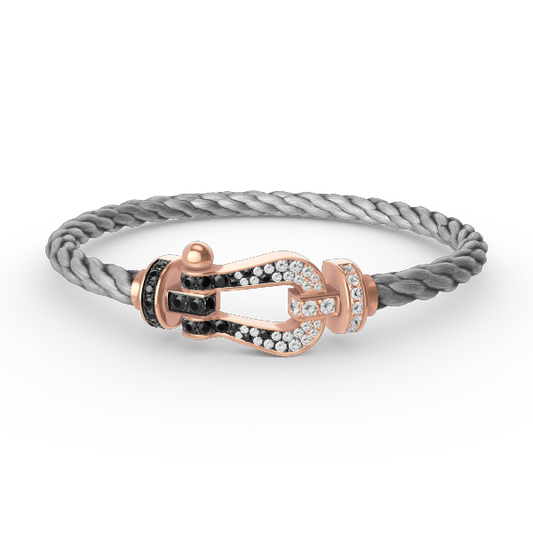 [Glitter Jewelry]FORCE LARGE HORSESHOE BLACK WHITE DIAMOND BRACELET ROSE GOLD
