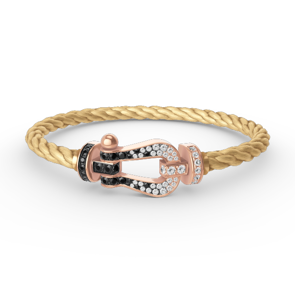 [Glitter Jewelry]FORCE LARGE HORSESHOE BLACK WHITE DIAMOND BRACELET ROSE GOLD