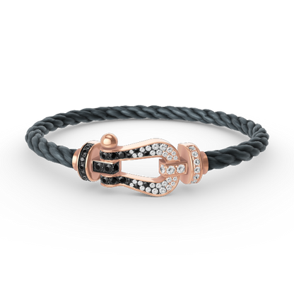 [Glitter Jewelry]FORCE LARGE HORSESHOE BLACK WHITE DIAMOND BRACELET ROSE GOLD