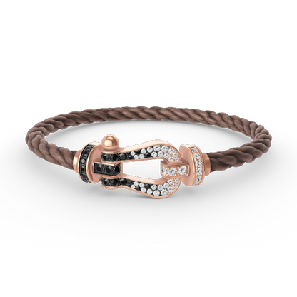 [Glitter Jewelry]FORCE LARGE HORSESHOE BLACK WHITE DIAMOND BRACELET ROSE GOLD