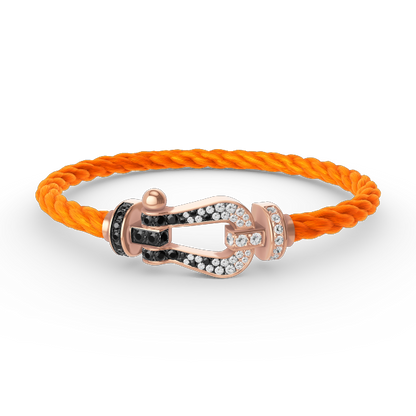 [Glitter Jewelry]FORCE LARGE HORSESHOE BLACK WHITE DIAMOND BRACELET ROSE GOLD